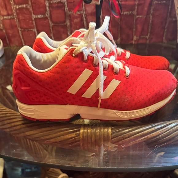 Adidas Red and White Sneakers - Picture 2 of 7